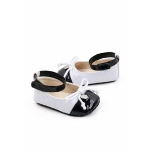 Pantofi Cu Fundita - Casual - Piele ecologica - Fete - Velcro - Alb/Negru imagine