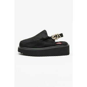 Papuci flatform cu catarama metalica - Negru imagine