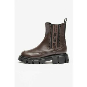Ghete Chelsea din piele cu segmente laterale elastice - Maro cognac imagine
