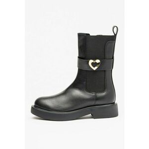 Ghete din piele cu garnitura din material textil - Negru imagine