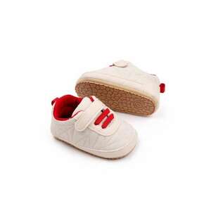 Pantofi Model AL 19044 cu sireturi rosii - Pentru bebelusi - Textil - Baieti - Crem - Crem imagine
