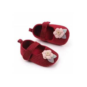Pantofi Model AL 15732 cu floricica aplicata - Textil - Visiniu - Visiniu imagine