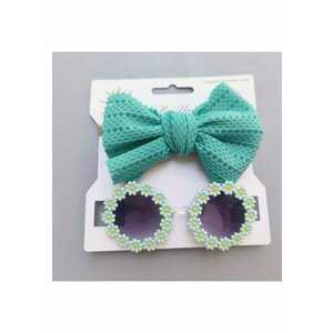 Set Bentita Si Ochelari De Soare Model Daisy - Fete - Elastica - Verde - 12-18 luni imagine