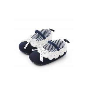 Pantofi Model AL 15091 cu volanas alb pentru bebelusi - Textil - Bleumarin - Bleumarin imagine