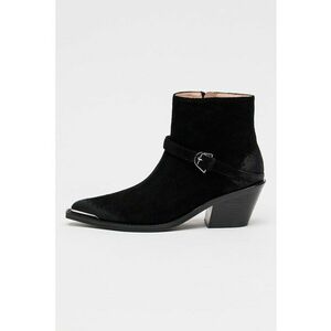 Botine din piele intoarsa cu toc cuban - Negru imagine