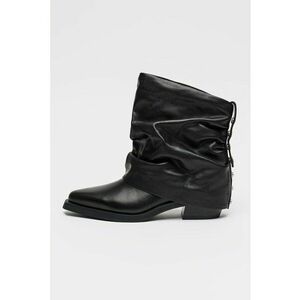 Botine cowboy din piele cu detaliu cu inchidere dubla - Negru imagine