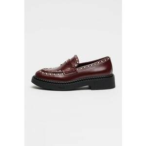 Pantofi loafer din piele cu tinte - Visiniu imagine