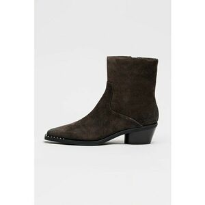 Botine cowboy din piele intoarsa cu aplicatie cu tinte - Maro inchis imagine