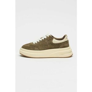 Pantofi sport flatform din piele cu sireturo - Gri inchis imagine