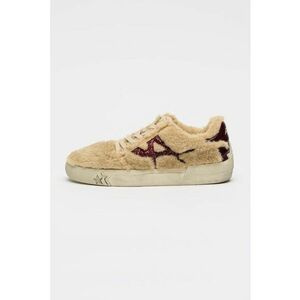 Pantofi sport low-cut din blana sintetica - Visiniu/Bej imagine