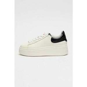 Pantofi sport low-cut din piele cu flatform - Alb/Negru imagine