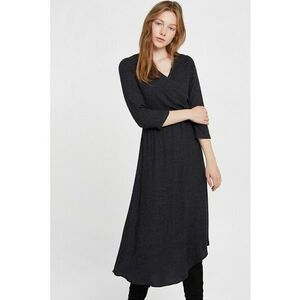 Rochie midi cu decolteu in V - Negru imagine