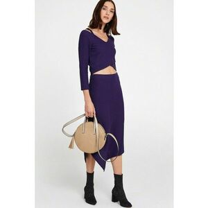 Fusta asimetrica cu talie inalta - Violet imagine