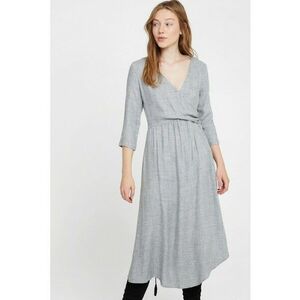 Rochie midi cu decolteu in V - Gri melange imagine