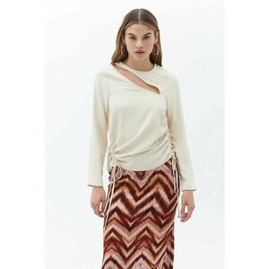 Bluza cu decupaj si snur lateral - Alb fildes imagine