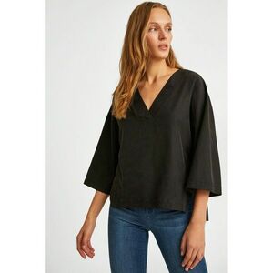 Bluza lejera din amestec de lyocell cu maneci 3/4 - Negru imagine