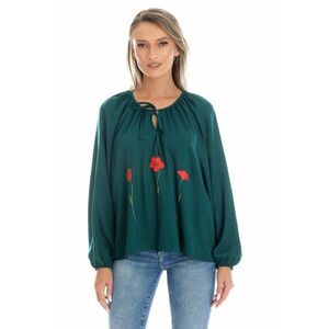 Bluza Dama - Boho - stil IE cu Pictura Realizata Manual V359 - Verde imagine
