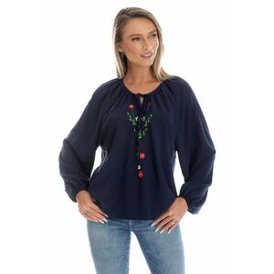 Bluza Dama - Boho - stil IE cu Pictura Realizata Manual V358 - Bleumarin imagine