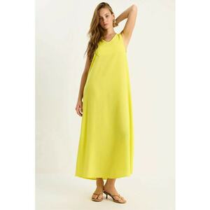 Rochie Maxi HiCCUP decolteu in V - galben - textil - Galben lamaie imagine