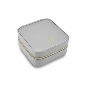 Cutie de bijuterii din piele ecologica cu oglinda - pentru calatorii - Gri deschis imagine