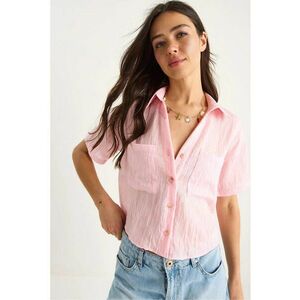 Camasa dama LUCCI - scurta - roz - viscoza-nylon - cu buzunar imagine