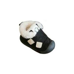 Pantofi Imblaniti - Model Snow - Piele intoarsa - Velcro - Negru imagine