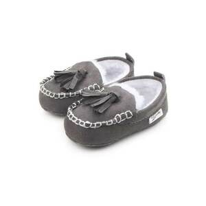 Pantofi Imblaniti - Cu Ciucurei - Elegant - Piele intoarsa - Baieti - Fara inchidere - Gri - 6-12 luni - 19- 0 imagine