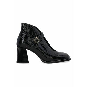 Botine din piele lacuita cu aspect texturat si bareta imagine