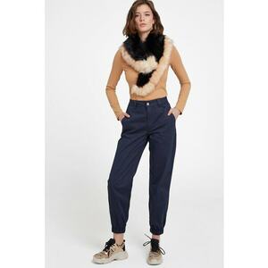 Pantaloni crop cu mansete elastice - Bleumarin imagine