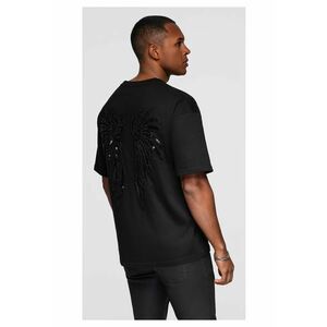 Tricou de bumbac cu motiv de aripi din monede pe spate OM-TSCT-0289 - Negru imagine