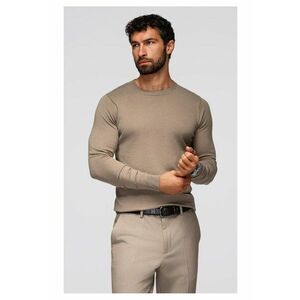 Pulover clasic din viscoza BASIC cu decolteu rotund OM-SWBS-0106 - Bej imagine