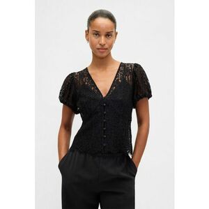 Bluza din dantela cu decolteu in V - Negru imagine
