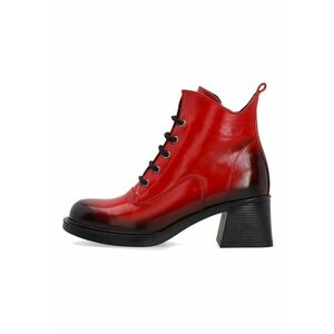 Botine din piele lacuita cu toc masiv si imprimeu imagine