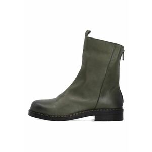 Botine din piele uni cu fermoar imagine