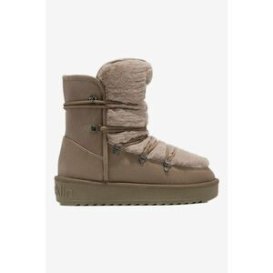 Ghete din blana sintetica cu talpa flatform - Maro taupe imagine