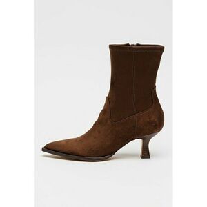 Botine de piele si piele intoarsa sintetica cu varf ascutit - Maro imagine