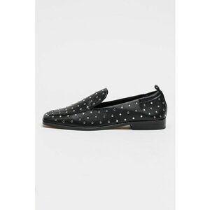 Pantofi loafer de piele cu tinte Beny - Negru/Argintiu imagine