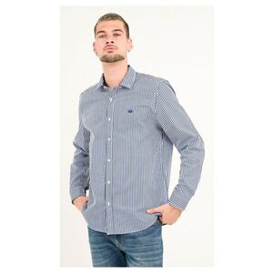 - Camasa barbat cu maneca lunga si dungi ( DARK BLUE - Material: Bumbac - Albastru imagine