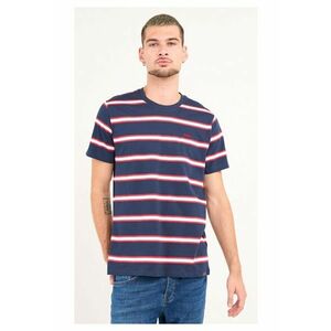 - Tricou barbat cu maneca scurta si dungi ( DRESS BLUE - Material: Bumbac - Albastru imagine