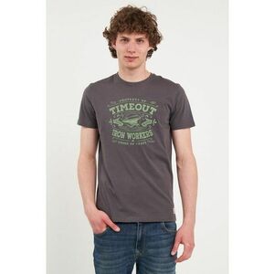 - Tricou barbat cu maneca scurta si detalii grafice ( Material: Bumbac - MAGNET - Maro imagine