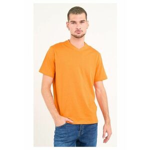 Tricou uni cu decolteu in V - Mandarin imagine