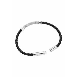 Bratara piele - Negru - Argintiu - 18 CM imagine
