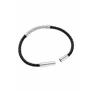 Bratara piele - Negru - Argintiu - 20 CM imagine