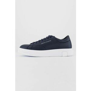 Pantofi sport din piele cu model uni - Bleumarin imagine