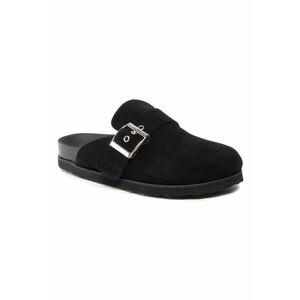 Papuci flip-flop dama - Piele naturala/Velur - Negru imagine