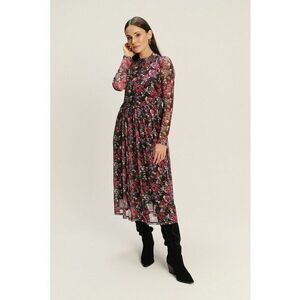 Rochie midi din amestec de modal cu model floral - Negru stins/Rosu/Gri inchis imagine