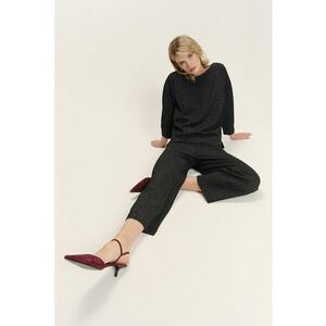 Pantaloni crop relaxed fit din amestec de modal - Negru melange imagine