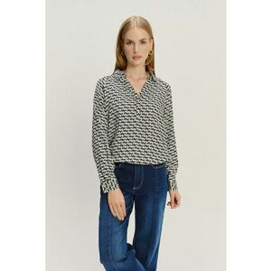Camasa cu model geometric - Negru/Alb murdar imagine