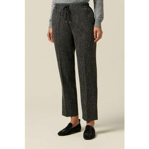 Pantaloni drepti crop cu detalii cu pensa - Gri antracit imagine
