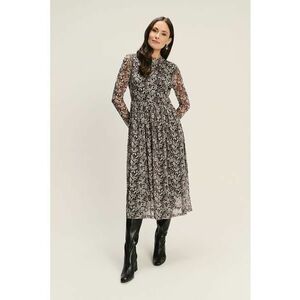 Rochie midi din amestec de modal cu model floral - Bej inchis/Maro inchis/Crem imagine
